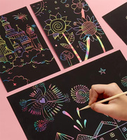 Kit de papier à gratter arc-en-ciel magique, carte, tableau de dessin de dessin animé, carnet, jouets éducatifs DIY pour enfants