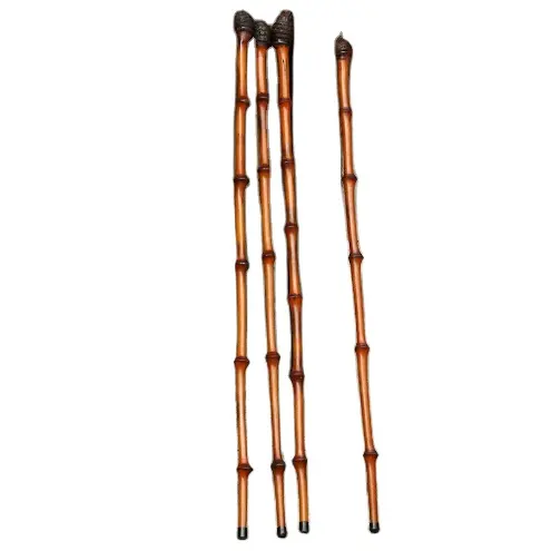 Chinese style lacquer purple bamboo root hiking self-defense anti slip crutches lightweight and durable cultural collection