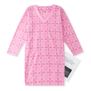 Su ordinazione delle donne degli indumenti da <span class=keywords><strong>notte</strong></span> delle signore di Modo abito da indossare con raso collo Commercio All'ingrosso Manica Lunga scollo a V T-<span class=keywords><strong>camicia</strong></span> da <span class=keywords><strong>notte</strong></span> <span class=keywords><strong>camicia</strong></span> da <span class=keywords><strong>notte</strong></span> - Product Image 1