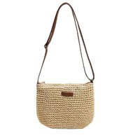 Sac bandoulière tissé minimaliste pour trajets quotidiens, fermeture éclair, style urbain simple, petite taille, mode été 2025, pour les loisirs et les voyages