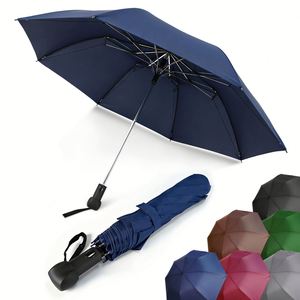 Parapluie publicitaire promotionnel compact de voyage automatique 21 pouces à double pliage en pongé 190T avec logo personnalisé pour publicité extérieure - Product Image 2