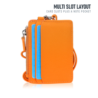 Porte-badge en cuir PU personnalisé avec logo, vente en gros, avec cordon pour le personnel de bureau et scolaire