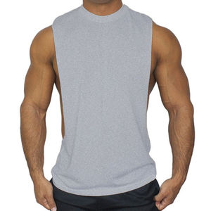 Maglietta da ginnastica senza maniche da uomo in cotone taglio basso taglie forti per il Fitness canotte nere Bodybuilding Muscle camicie sportive canottiere - Product Image 4