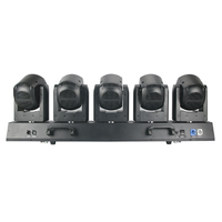 Barre de projecteurs mobiles LED RGBW 5x80W avec zoom, contrôle DMX512, RDM, et 95 LED RGB pour effets halo, idéale pour théâtres, événements, DJ et concerts