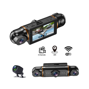 Caméra de tableau de bord de <span class=keywords><strong>voiture</strong></span> 3 pouces 360 degrés avec WiFi, GPS, surveillance de stationnement 24h/24, 4 objectifs HD 1080P, enregistreur vidéo, contrôle par application, câblage direct - Product Image 1