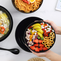 Bols à salade en plastique personnalisés pour soupe de nouilles et riz noirs gros bol à ramen en mélamine japonaise de 8 pouces pour restaurant