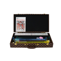 Mahjong américain de luxe personnalisé avec boîte en cuir, ensemble de 166 pièces avec pions de mahjong