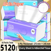 Tisu Wajah Gradasi Ungu 6 Lapis Handuk Wajah Lembut 175 x 145 mm 16 Paket untuk Rumah Restoran Hotel