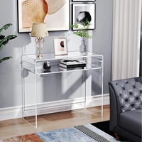 Bureau d'ordinateur moderne et durable en acrylique transparent vert avec tiroir pour la maison