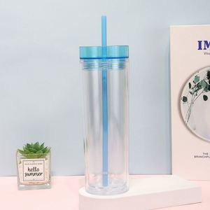 Gobelet isotherme double paroi en acrylique incassable de 16 oz avec couvercle et paille, idéal pour les enfants de maternelle, utilisation sûre - Product Image 3