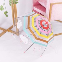 Parapluie pour enfants au japon et en corée du sud à long manche transparent arc-en-ciel nuage de dessin animé créatif belle arquée vente en gros