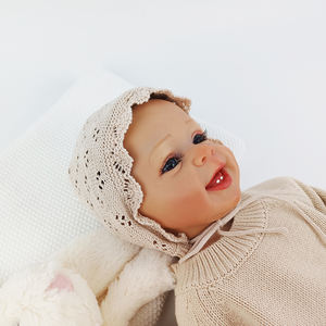 पैलियो बेबी बुना हुआ बोननेट रूफ़ल फीता समायोज्य शिशु टॉडलर हैट पॉटल नई जन्म की बच्ची फ्रैंटेड बोननेट - Product Image 4