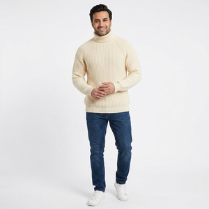 Sudadera de cuello alto personalizada para hombre al por mayor, Jersey de punto acanalado con cuello vuelto, sudadera de manga larga, camisetas polo básicas informales - Product Image 1