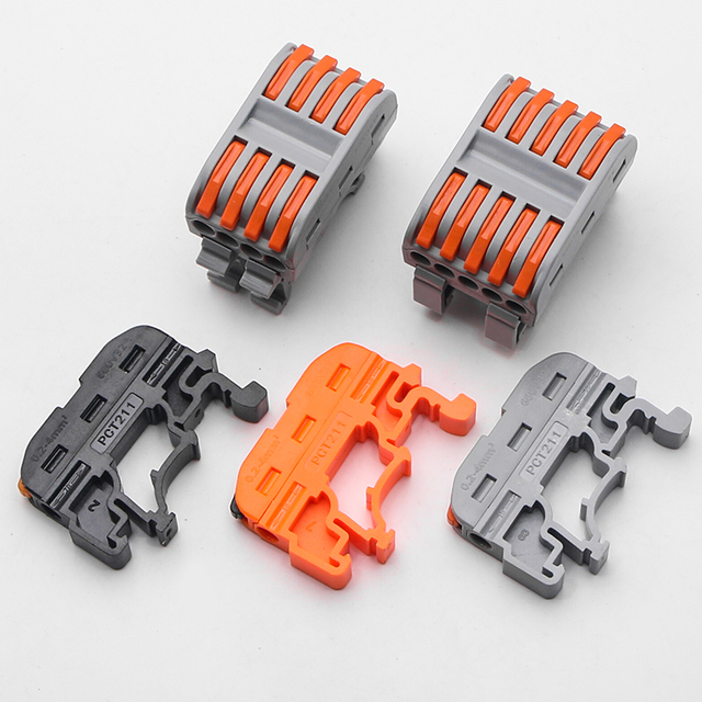 PCT Plastic DIN Rail Push Wire Terminal Block Connection Waterproof Splicing Wire Connector