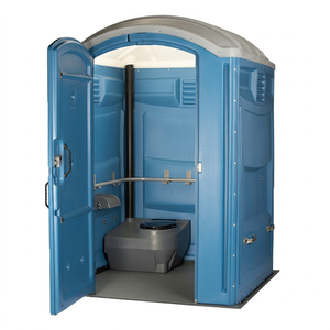 Cabine de toilette portable en plastique bleue, design moderne, durable, solution pour toilettes publiques extérieures - Product Image 1