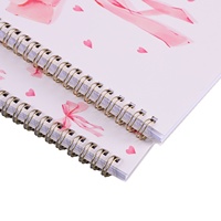 Carnet à spirale A5 transfrontalier, motif dessin animé, cœur, animaux colorés, créatif, pour étudiants et professionnels, lignes horizontales, 300g, papier ivoire