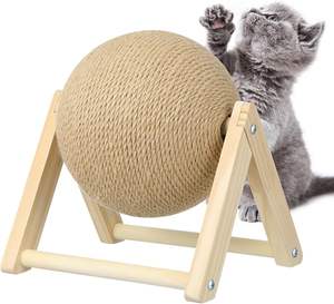 Kediler tırmalama oyuncak doğal Sisal Scratcher iplik kedi topu ahşap tırmalama oyuncak kedi tırmalama topu oyuncak yavru Sisal halat topu - Product Image 1