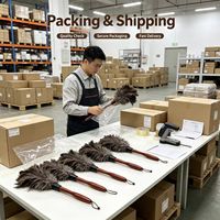 ELECDON Feather Duster dengan Gagang Kayu Alat Penyapu Debu Lembut dan Halus untuk Membersihkan Rumah dan Mobil Ramah Lingkungan Dapat Digunakan Kembali Mudah Dibersihkan (2 Buah)