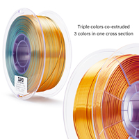 Filament ZIRO 3D PLA pour imprimante 3D, dégradé triple couleur, effet métallique, 1,75 mm, soie, matériau d'impression 3D, matières premières plastiques