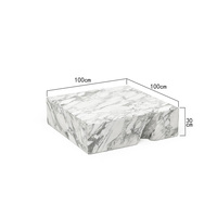 Table basse en marbre unique avec encoche latérale, dalle de marbre massif et lourd, pièce de décoration contemporaine pour salon de villa