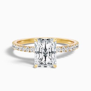 Anillo de Oro Real de 10K, 14K, 18K con Diamante Cultivado en Laboratorio CVD de 1CT, Corte Radiante, Halo Oculto y Pavé - Product Image 2