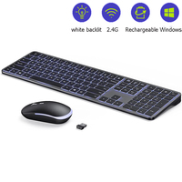 Rechargeable 2.4G USB LED rétro-éclairé clavier souris Combo sans fil clavier et souris ensemble Laser russe arabe thaï coréen en Stock