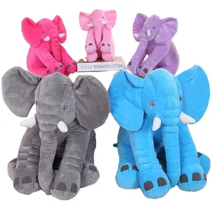 批发新款60厘米可爱婴儿玩具枕头毛绒动物毛绒蓝色柔软大公仔大象毛绒玩具