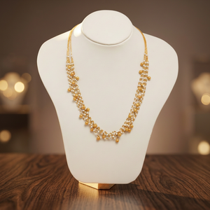 Collier élégant à plusieurs rangs en or et perles, avec des perles dorées suspendues, collier long traditionnel léger pour femmes - Product Image 5