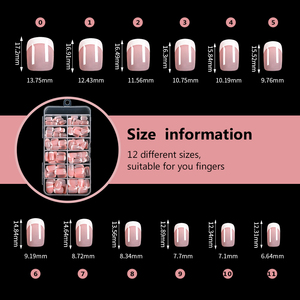120 <span class=keywords><strong>faux</strong></span> ongles roses carrés courts à la française, 12 tailles, à pression, couvrants, amovibles, prêts à poser - Product Image 2