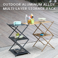 Étagère suspendue pliable à 3 couches pour le camping en plein air, support de rangement en aluminium imperméable multifonctionnel pour l'extérieur