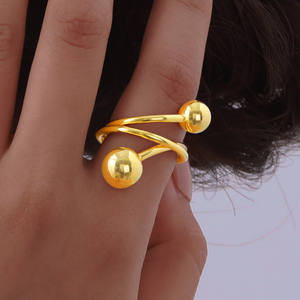 ใหม่แหวนวินด์บอลแบบไม่สม่ำเสมอของผู้หญิงเครื่องประดับสเตนเลสที่เรียบง่าย - Product Image 1