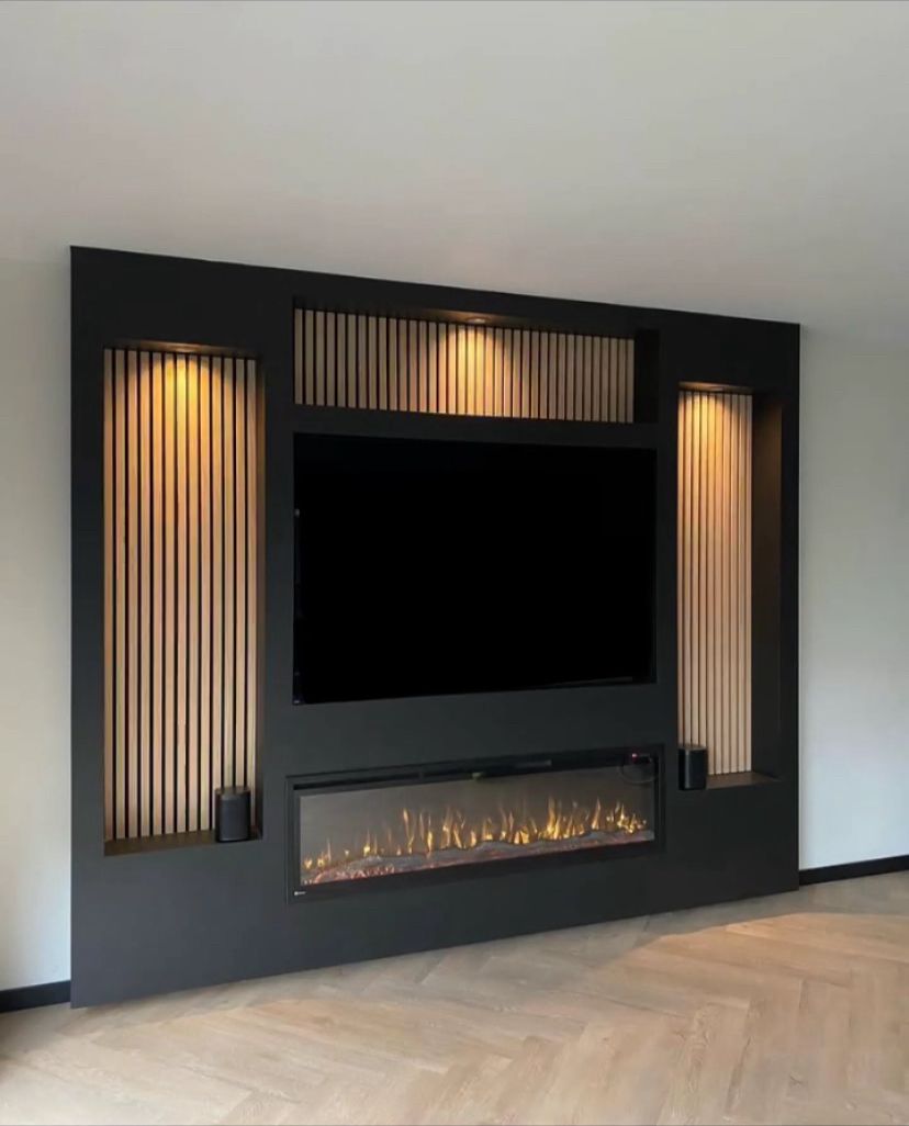 media wall unit with fireplace for 86 in tv