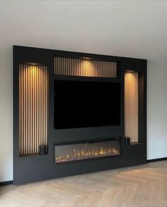 Modern Design Floating <strong>TV</strong> <strong>Stand</strong> <strong>Wall</strong> Unit Luxury Living Room <strong>Wall</strong> Console for Bedroom <strong>Wall</strong> Mounted <strong>TV</strong> Cabinet with <strong>Fireplace</strong> - Product Image 1