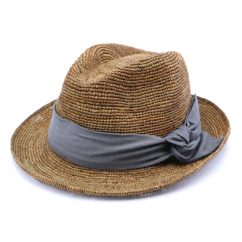 Sommer Kurzschirmmütze fünffarbig optional Raffia-Gewebehut Sonnenschutz atmungsaktiv Gentleman Fedora-Hut