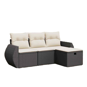 Black PE <b>Rattan</b> and Powder-Coated Steel Polyester Garden <b>Sofa</b> Set Durable <b>Outdoor</b> Furniture for Leisure Facilities - Product Image 2