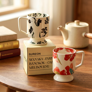 Taza de Café de Porcelana Retro Iris con Base Alta, para Té de la Tarde, Capuchino, Recuerdo, Estilo Antiguo, Apta para Microondas y Lavavajillas - Product Image 2