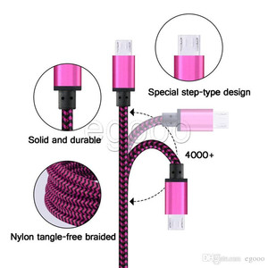 Fast Charging 2m6FTสายUsb 2.4A Syncถักสายชาร์จข้อมูลสำหรับ<span class=keywords><strong>I11Pro</strong></span> X Xs Micro USB AndroidประเภทCชาร์จ - Product Image 2