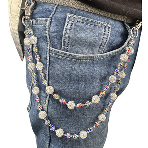 Chaîne de pantalon en jean à perles colorées de 12 mm, faite à la main, avec perles en strass, pour hommes et femmes - Product Image 1