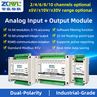 Module d'entrée/sortie analogique haute précision 16 bits 5V/10V double polarité Modbus RTU RS485 Isolation 10 canaux DAQ Industriel