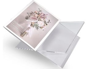 Supports de livres en acrylique transparent sur mesure en gros - Présentoirs à livres en acrylique à cadre croisé, supports ouverts <span class=keywords><strong>pour</strong></span> l'affichage - Product Image 2