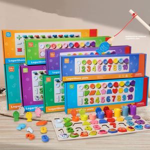 Juguete de apilamiento preescolar, bloques de números y formas, juego de pesca de madera Montessori 5 en 1, clasificador de formas, juego de conteo - Product Image 6