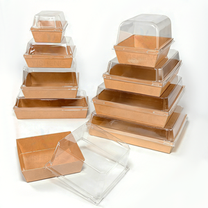 Cajas de Papel Desechables Marrones para Charcutería y <span class=keywords><strong>Donuts</strong></span>, Contenedores de Alimentos para Llevar, Cajas de Panadería con Ventana, Bandeja para Sushi con Tapa - Product Image 1