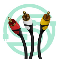 Câble audio-vidéo Vellygood rouge, blanc, jaune, 5 m, triple prise RCA mâle plaquée or, 2 en 1, pour ordinateur, lecteur DVD