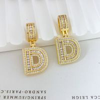 Colgante de Letra Inicial de Hip Hop con Circonita Cúbica, Bañado en Oro, para Joyería DIY