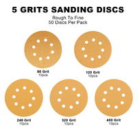 Disques de ponçage AEROPRO de 5 pouces, auto-agrippants, grains 80/120/320, pour ponceuse orbitale, papier abrasif, tampons de ponçage pour bois et automobile, lot de 50