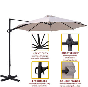 Sombrilla de <span class=keywords><strong>Patio</strong></span> Exterior en Cantilever de <span class=keywords><strong>10</strong></span> pies con Base Giratoria, Mini Roma de Aluminio para Jardín - Product Image 6