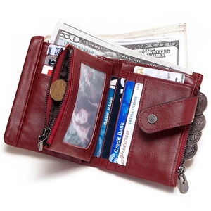 For Boshiho Men's Genuine Leather Bifold Chain <b>Wallet</b> Durable Vintage Crazy Horse Design Zipper Pocket <b>RFID</b> Blocking Short Open - Product Image 6