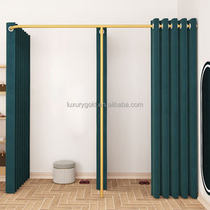 Cửa Hàng Quần Áo Màu Tùy Chỉnh Phòng Thay Đồ Cửa Hàng Bằng Thép Không Gỉ Sang Trọng Gắn Tường Phòng Phù Hợp Màu Vàng Thay Đổi Có Rèm - Product Image 5