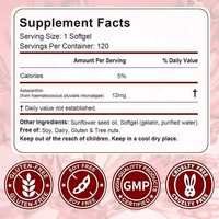 Gélules d'astaxanthine 12 mg issue de microalgues, triple concentration, 120 unités, végétalien, sans gluten, complément alimentaire, marque privée, OEM
