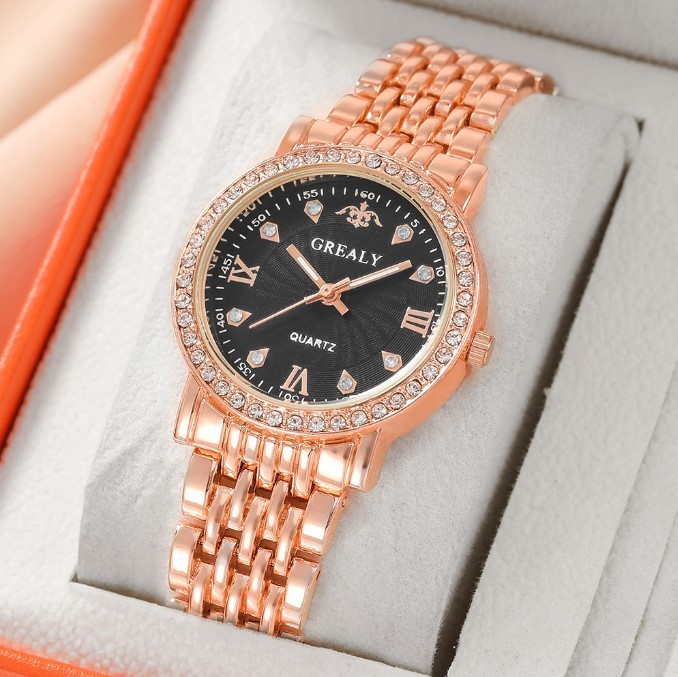 Round Pointer Quartz Watch 1pc Women Quartz Watch With Qpc Heart Bracelet Fashion  main image 2